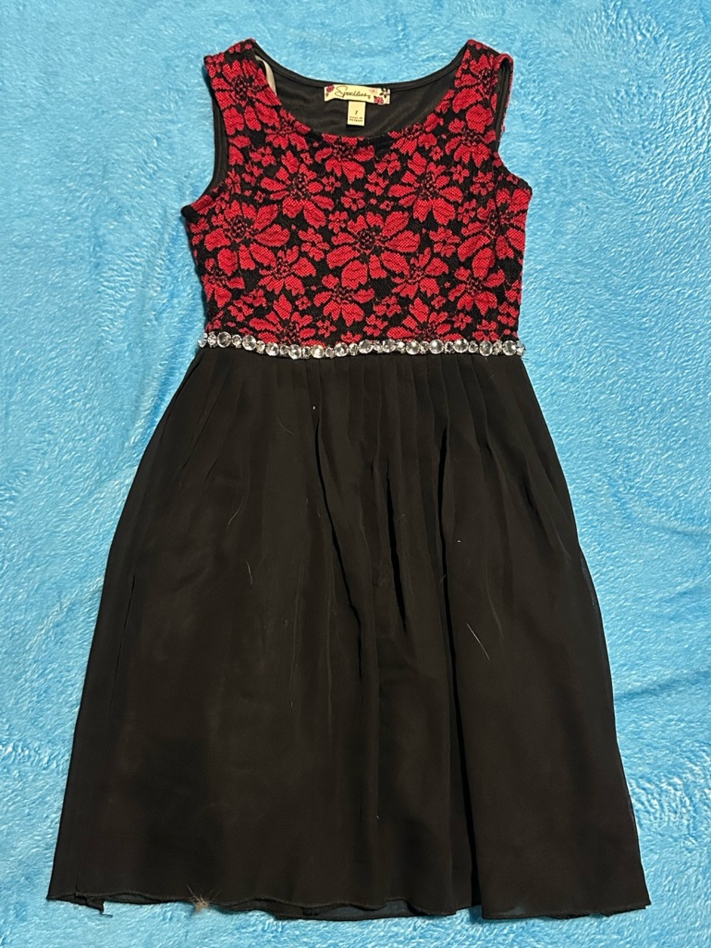Speechless Red Lace Bodice Black Skirt Girls Party Dress